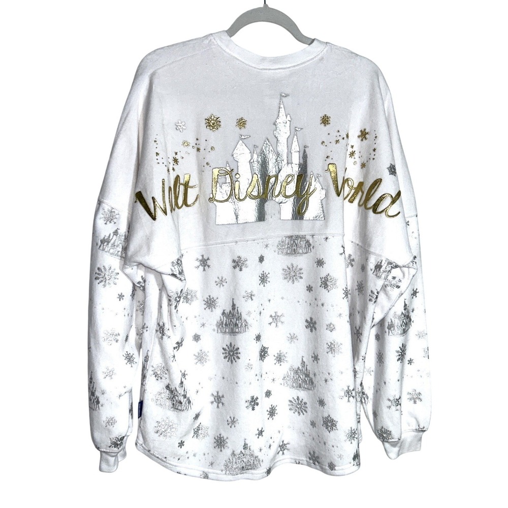 Walt Disney World Spirit Jersey Mickey Castle‎ Snowflakes Velour  Large